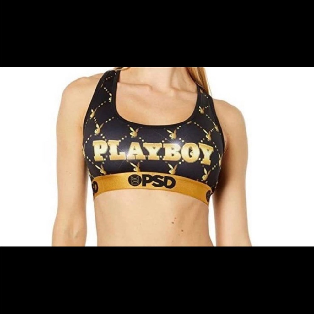 PSD Black and Gold Playboy Sports Bra